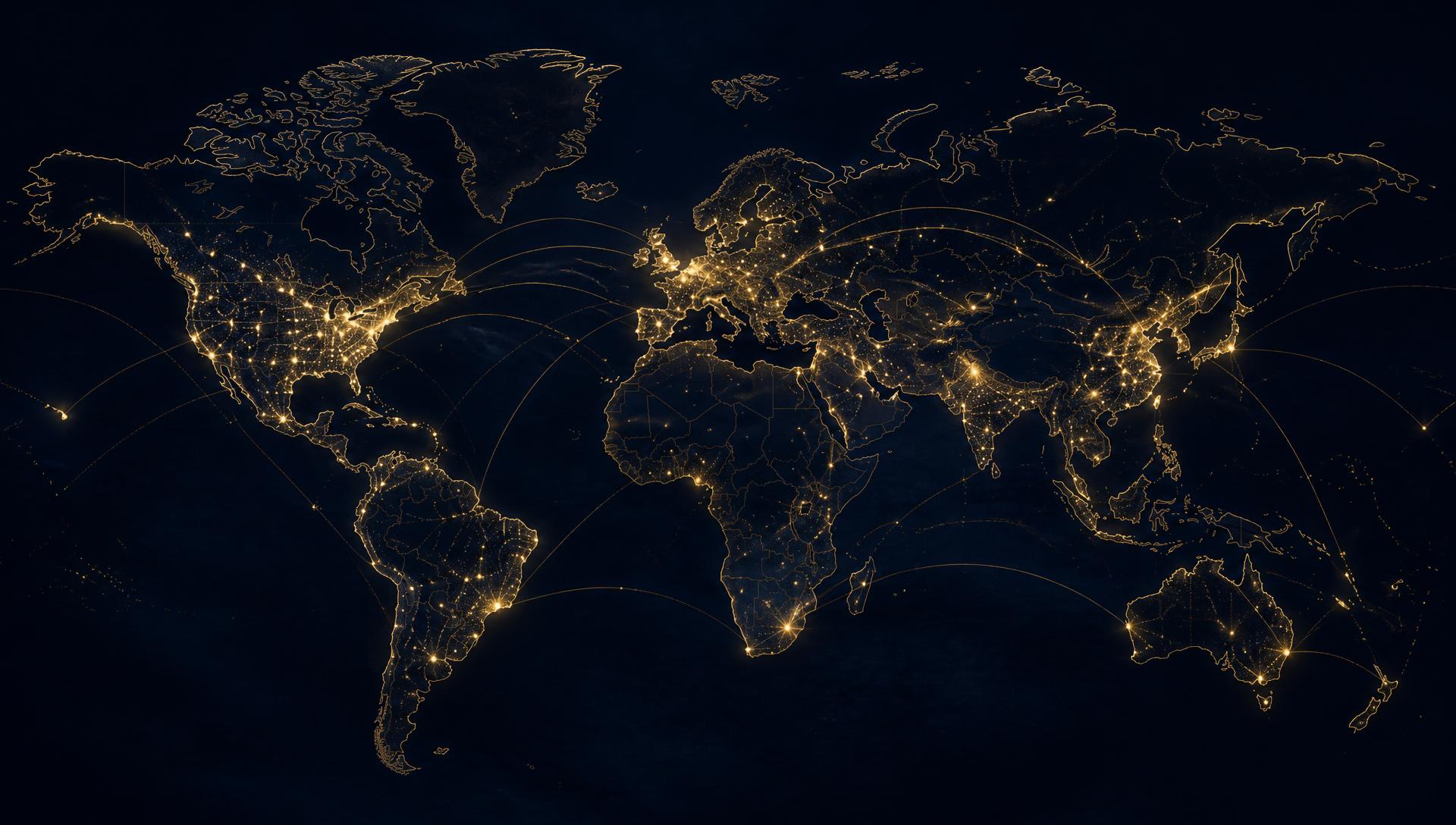 Mapa nocturno de establecimientos conectados en todo el mundo
